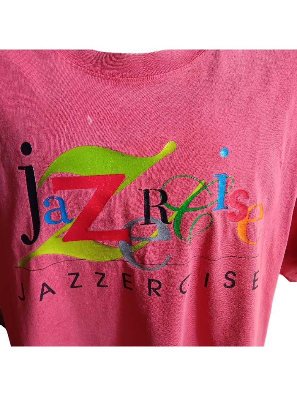 XXL Vintage T-shirt 1990's Pink Distressed Jazzercise All cotton Cotton Tee